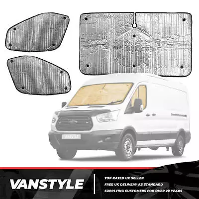 Fits Ford Transit Mk8 14> Van Internal Thermal Window Blinds Front Set 3 Piece • £76.49